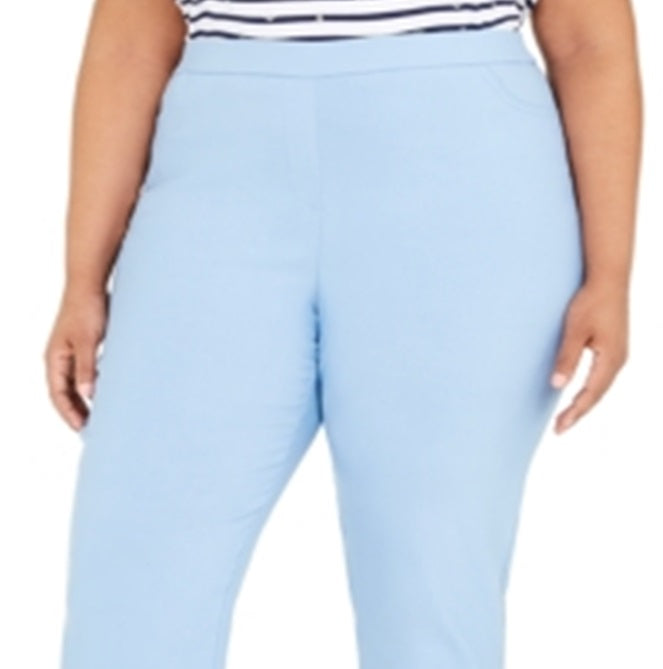 Alfred Dunner Women's  Plus Size Classic Allure Tummy Control Pull-on Pants Blue Size 16W