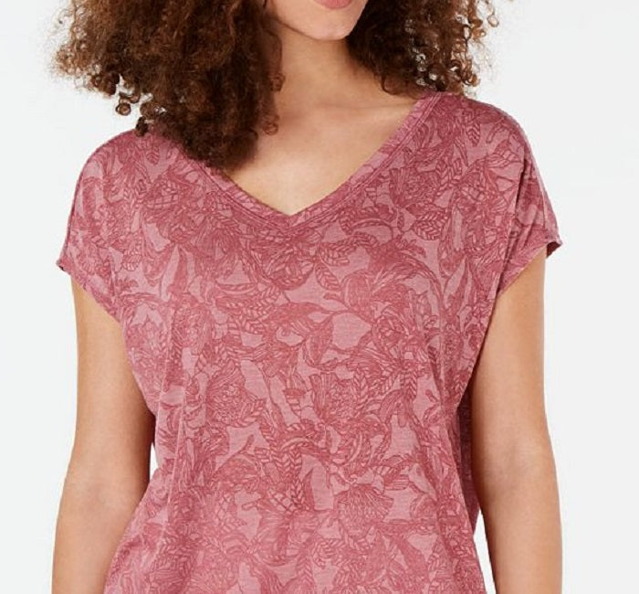 Ideology Women's Printed Drawstring Athletic Top Pink Size XX-Large