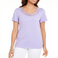 Karen Scott Cotton Scalloped-Neck T-Shirt Purple Size XS