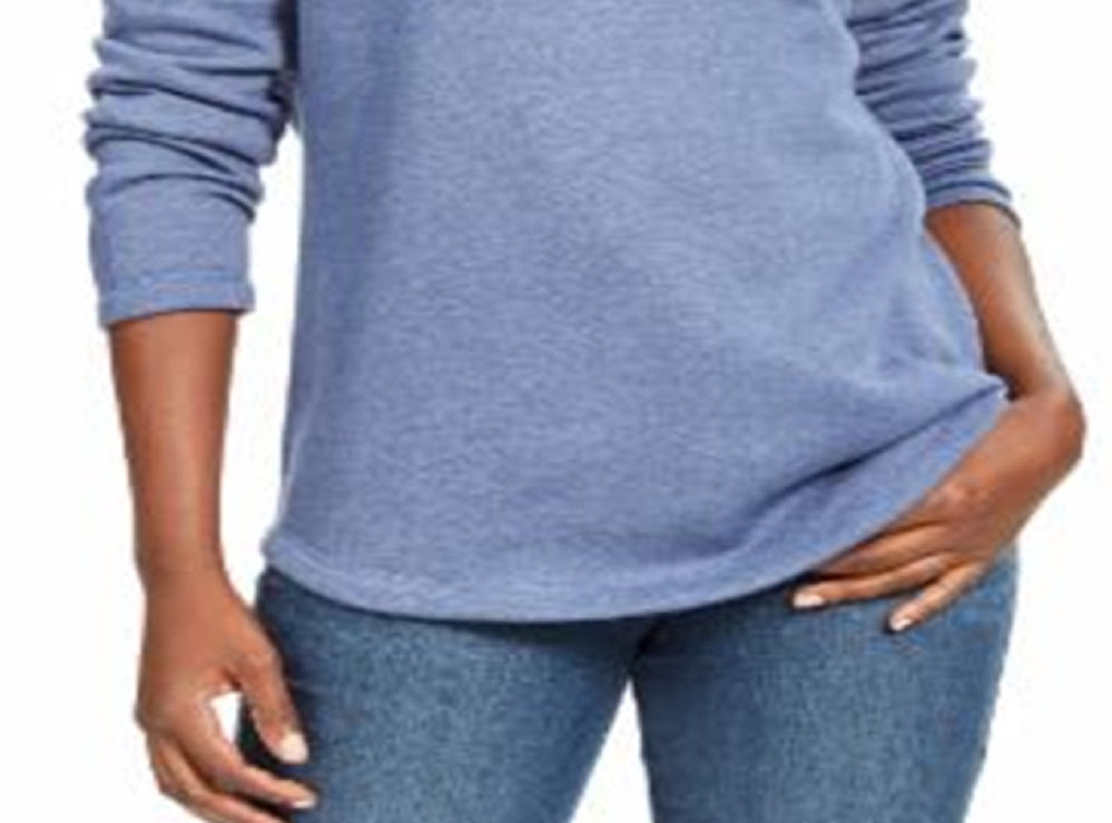 Karen Scott Women's Heather Long Sleeve Hoodie Sweater Blue Size X-Small