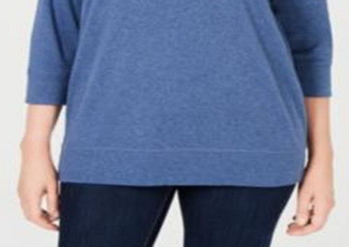 Karen Scott Women's Sport Scoop Neck Top Blue Size Small