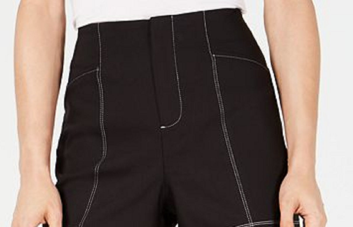 INC International Concepts Women's High Rise Contrast Shorts Black Size 16