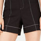 INC International Concepts Women's High Rise Contrast Shorts Black Size 16