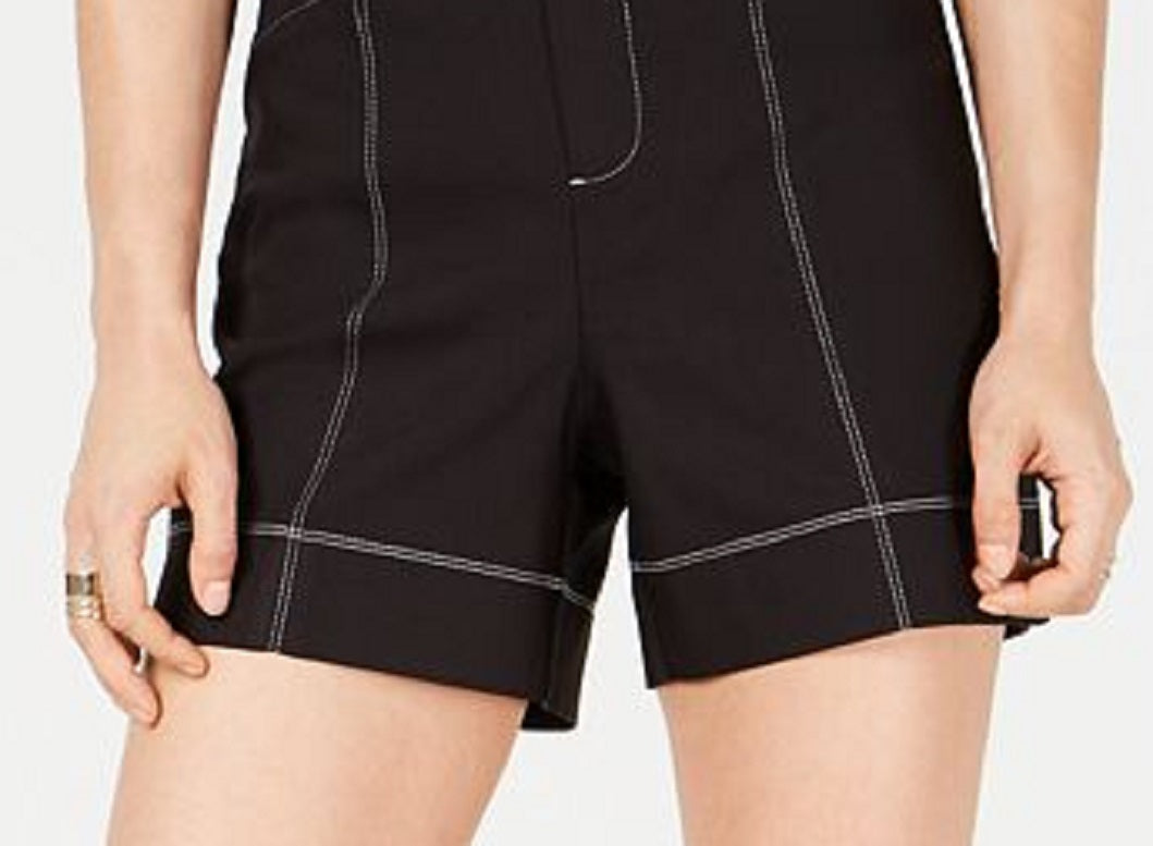 INC International Concepts Women's High Rise Contrast Shorts Black Size 16