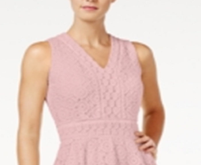 Charter Club Women's Lace Fit & Flare Dress Pink Size X-Large