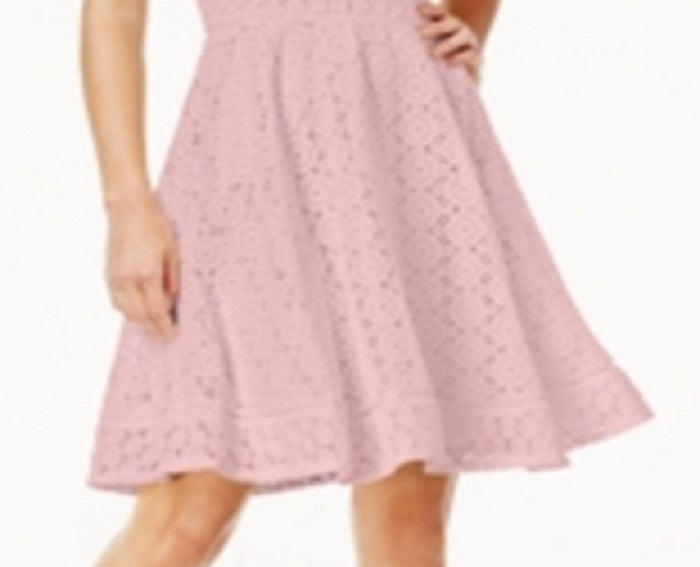 Charter Club Women's Lace Fit & Flare Dress Pink Size X-Large