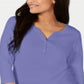 Karen Scott Women's Cotton Henley Top Purple Size X-Small