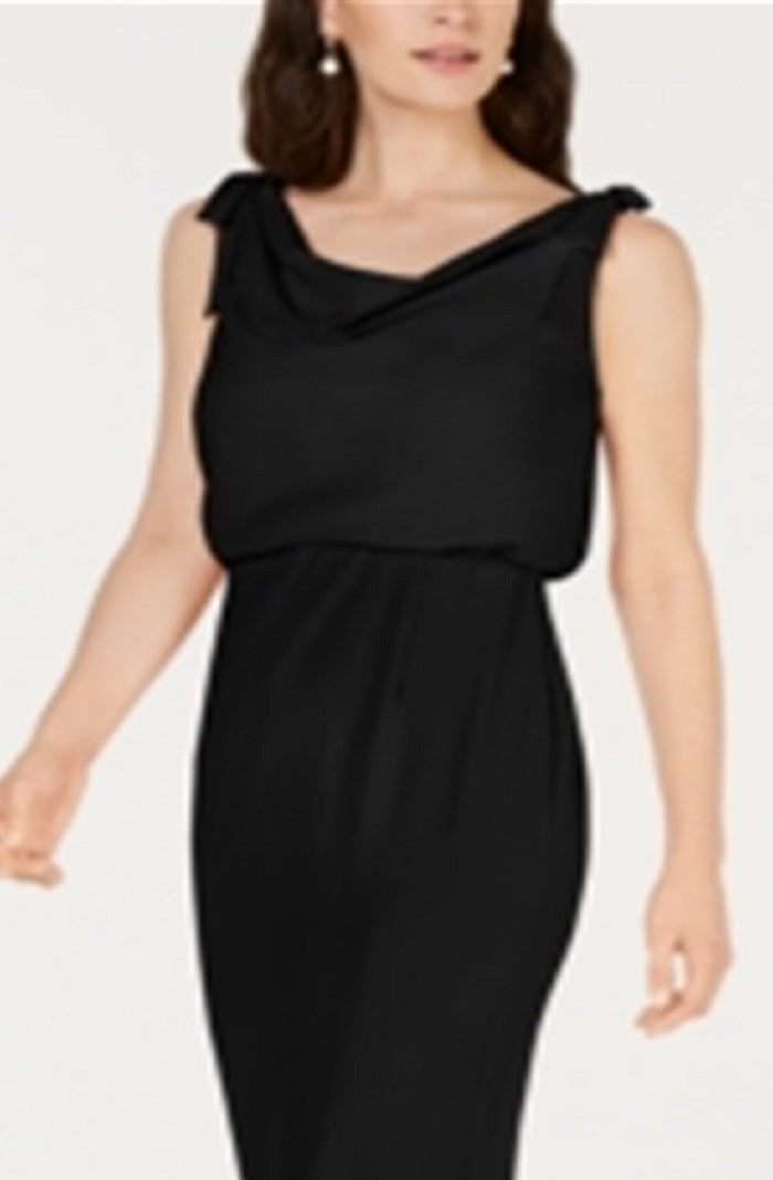 Adrianna Papell Women's Blouson Cowlneck Gown Black Size 0