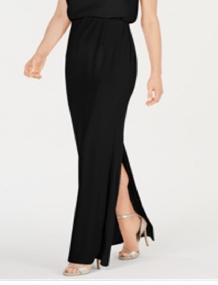 Adrianna Papell Women's Blouson Cowlneck Gown Black Size 0