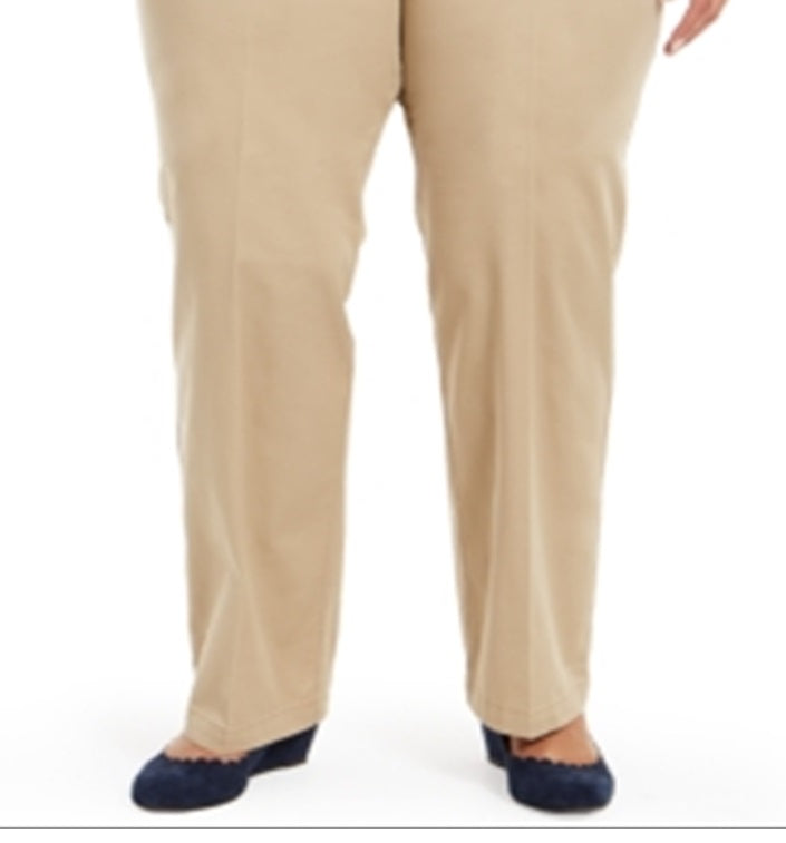Charter Club Women's Plus Denim Mid Rise Trouser Pants Brown Size 18W