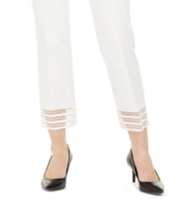 Alfani Women's Lace Hem Ankle Pants White Size 4 Petite