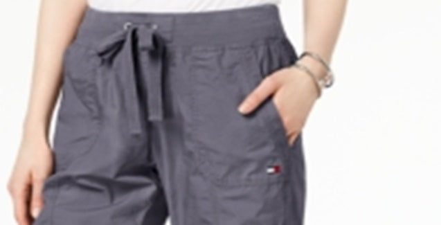 Tommy Hilfiger Women's Casual Shorts Rolled Convertible Cargo Bermuda Shorts Gray Size Medium