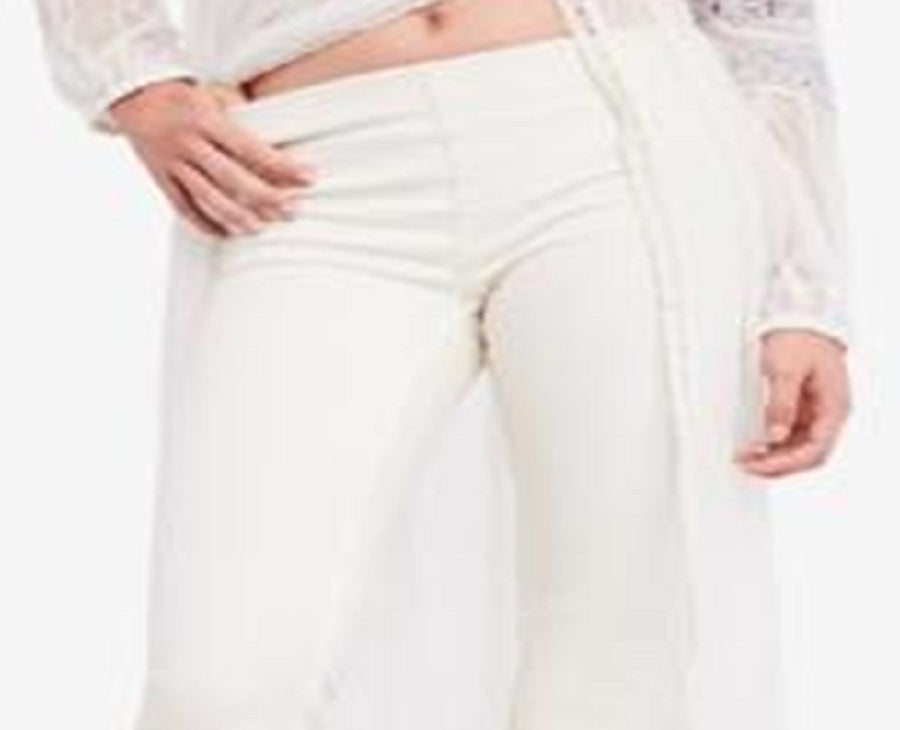 Free People Women's Penny Pull Over Flare Jeans White Size 25
