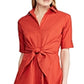 Ralph Lauren Women's Short Sleeve Knee Length Shirt Dress Red Size 10