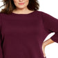 Karen Scott Women's Plus Ribbed Ballet Neck Cotton Sweater Red Size 1X