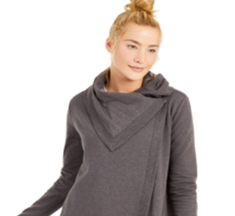 Ideology Women's Snap Long Sleeve Open Cardigan Top Gray Size Small