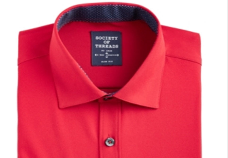 Society of Threads Men's Dress Shirt Red Size Medium