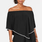 MSK Women's Off Shoulder Rhinestone Trim Jumpsuit Black Size Medium