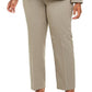 Le Suit Women's Straight Leg Tonal Striped Pants Suit Brown Size 14W