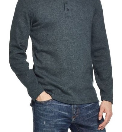 Weatherproof Vintage Men's Waffle Knit Henley Green Size XXL