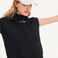 DKNY महिलाओं की लंबी बाजू वाली हुडी स्वेटर काला रंग, मध्यम आकार