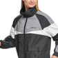 DKNY Women's Reflective Color Blocked Windbreaker Jacket Black Size Medium