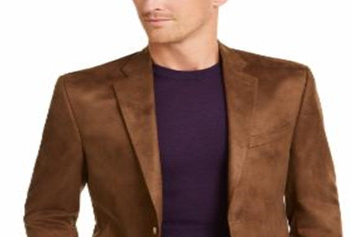 Lauren Ralph Lauren Mens Faux Suede Classic Fit Two-Button Blazer Brown Size 42R