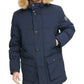Tommy Hilfiger Men's Long Parka With Faux Fur Hood Blue Size Medium