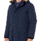 Tommy Hilfiger Men's Long Parka With Faux Fur Hood Blue Size Medium