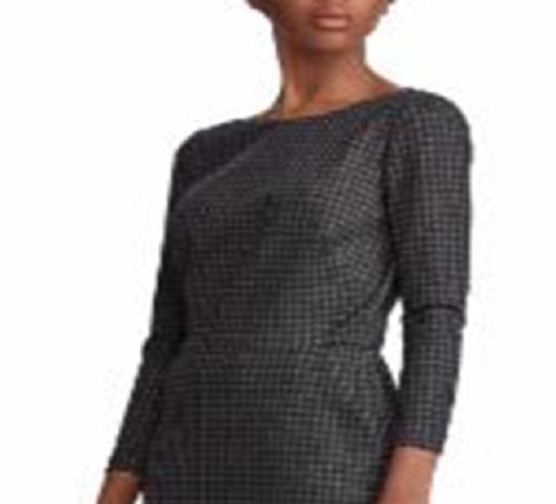 Ralph Lauren Women's Houndstooth Structu Sheath Dress Gray Size 16