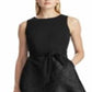 Ralph Lauren Women's Special Occasion Floral Jacquard Self Tie Sleeveless Fit & Flare Dress Black Size 16P