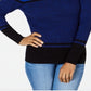 Karen Scott Women's Color Block Long Sleeve V Neck Sweater Blue Size Small