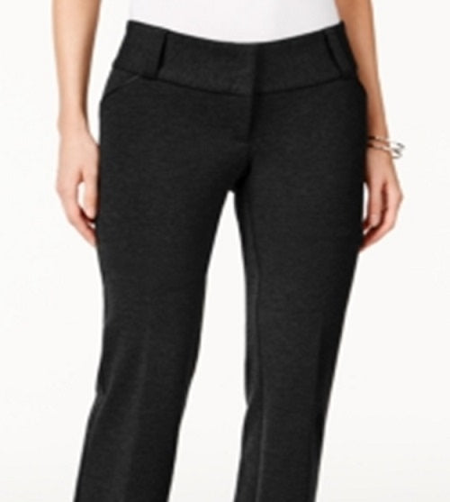 Alfani Women's Faux Leather Trim Wide Leg Trousers Black Size 0 Petite