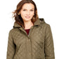 Charter Club Women's Quilted Hooded Jacket Green Size Petite Medium