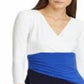 Ralph Lauren Women's Color Block Short Sleeve Jewel Neck Above the Knee Body Con Dress Blue Size 0