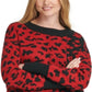 DKNY Women's Colorblocked Leopard Print Sweater Red Size XL
