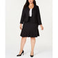 Le Suit Women's Plus Size Three-Button Flared Skirt Suit Black Size 14