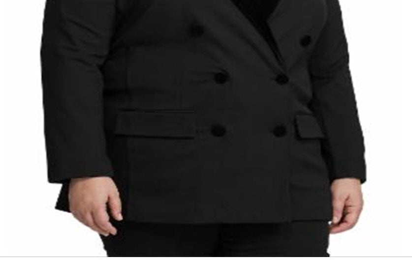Ralph Lauren Women's Plus Velvet Trim Ponte Blazer Black Size 18W