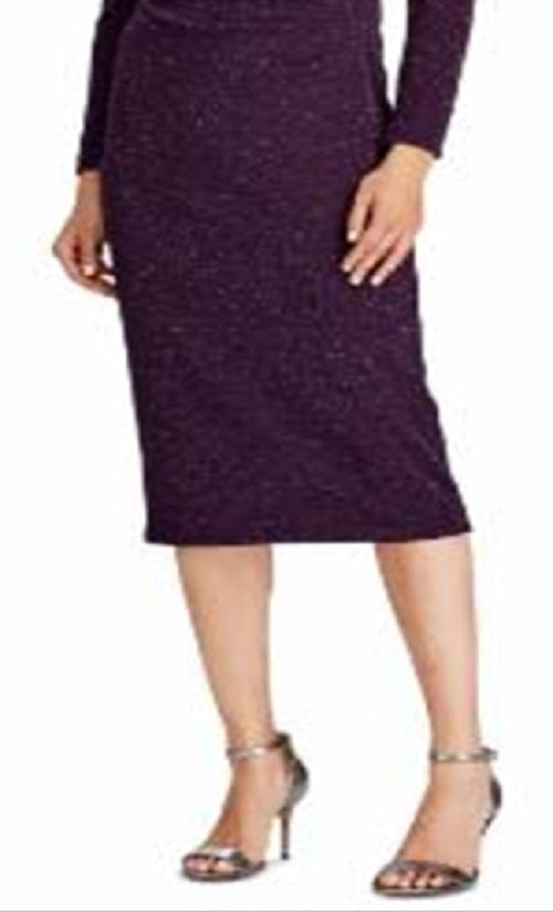 Ralph Lauren Women's Glitter Faux Wrap Long Sleeve V Neck Below the Knee Sheath Formal Dress Purple Size 10