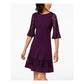 Jessica Howard Women's 3/4 Sleeve Jewel Neck  Dress Burgundy Size 18