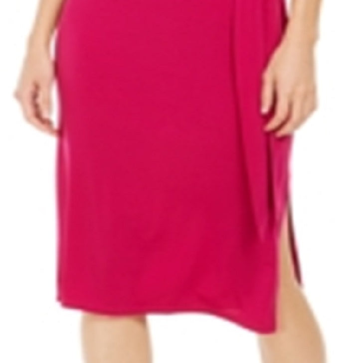 INC International Concepts Women's V Neck Knee Length Wrap Dress Pink Size Large