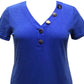JM Collection Women's Mixed Button Top Blue Size Medium