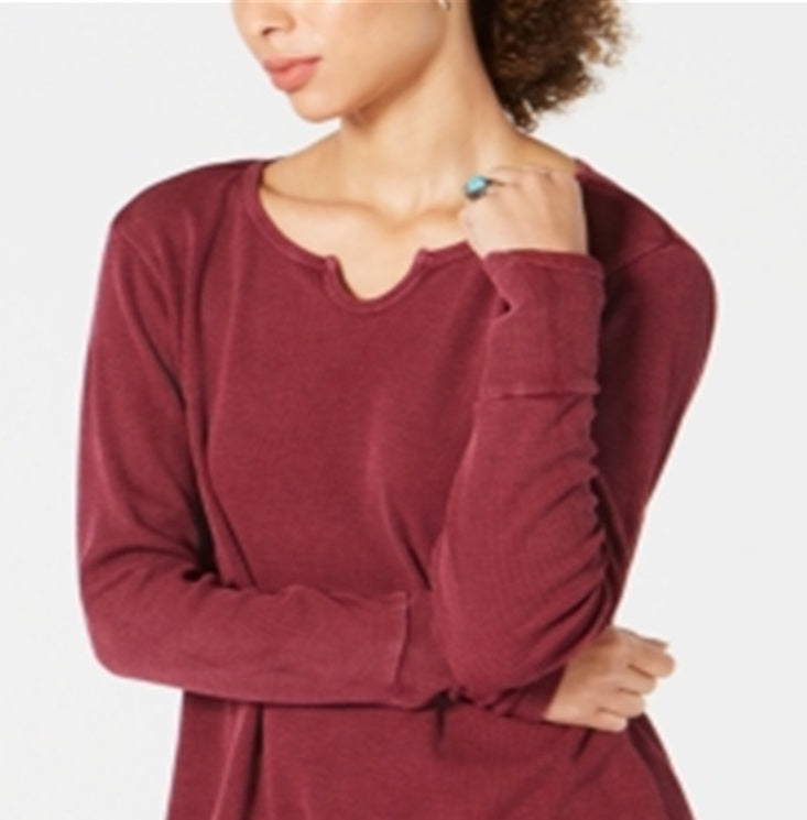 Style & Co Women's Cotton Thermal Top Wine Size Petite S