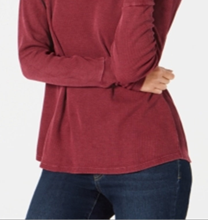 Style & Co Women's Cotton Thermal Top Wine Size Petite S