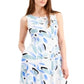 Alfani Women's Zippered Patterned Sleeveless Jewel Neck Below the Knee Fit + Flare Evening Dress Blue Size 14