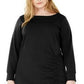 NY Collection Women's Plus Ruched Hem Dress Black Size 2X
