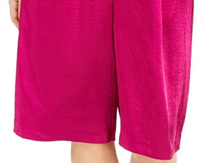 INC International Concepts Women's Satin Pleated Gaucho Pants Pink Pink Size 8