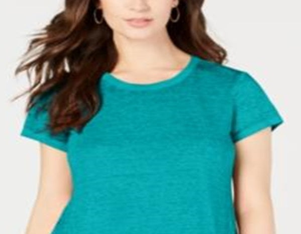Style & Co Women's Burnout Handkerchief Hem T-Shirt Blue Size Small