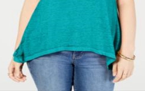 Style & Co Women's Burnout Handkerchief Hem T-Shirt Blue Size Small