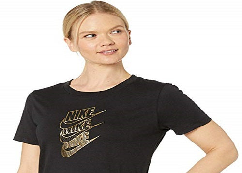 Nike Women's Statement Shine T-Shirt Black Size X-Small